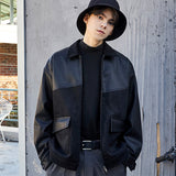 セミオーバーフィットブレンディングレザージャケット/Semi Overfit Blending Leather Suede Jacket J16 Black (6604005179510)