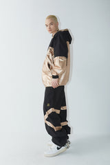 ウィンドブレーカーフーデッドステッチジャケット/BSR2223FWJK035 MMM WINDBREAKER HOODED STRETCH JACKET ROSE GOLD/BLACK