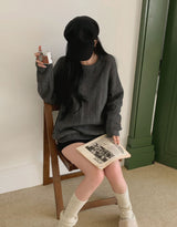 [Bellide made] Caramel Loose Fit Long Round Knitwear