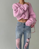 Pink Damage Wide Jeans