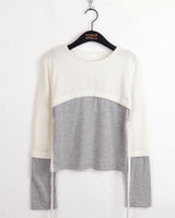 ワープツートン配色ストラップクロップ長袖Tシャツ