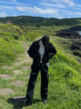 ブラックデスカットデニムパンツ