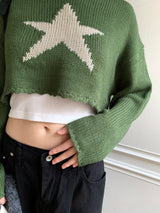 Limu Green Star Crop Knit
