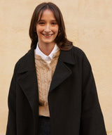ウールブレンドローブコート/RCH wool blended robe coat black