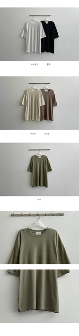 ランダーリネンラウンド半袖ニット / Lander linen round short-sleeved knitwear