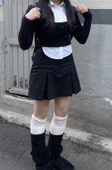 スクールルックシャツカーディガンレイヤードセット / School Look Shirt Cardigan Layered Set