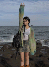 (UNISEX) カラフルグラデーションカーディガン