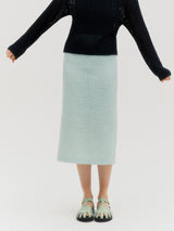Tweed back slit skirt - Mint (6682467008630)