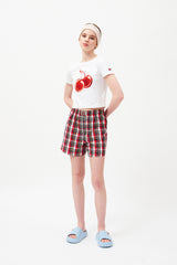 ビッグチェリーホットフィックスポイントクロップTシャツ / BIG CHERRY HOTFIX POINT CROP T-SHIRT [WHITE]