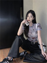カートゥーンメッシュシースルークロップTシャツ
