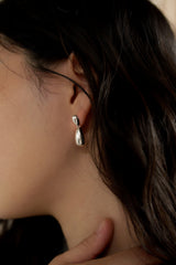 double tear earring - silver