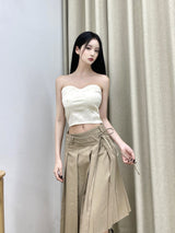 サテンキューブコルセットトップ/798. Satin curve corset top (2color)