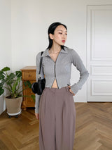ジップアップカラーTシャツ / Zip up collar T-shirt (3color)