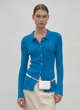 (CD-2103)COLLAR RIBBED SLIM KNIT CARDIGAN