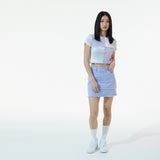 タイダイブロックミックスクロップTシャツ / PURPLE TIE-DYE BLOCK MIX CROP T-SHIRT