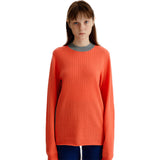 INTARSIA PANEL RIB PULLOVER_ORANGE