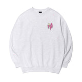 HEART PRINTING PAINTING SWEAT SHIRT-WHITE MELANGE