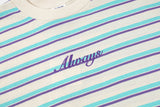 オールウェイズ刺繍ストライプTシャツ / ALWAYS EMBROIDERED STRIPE T-SHIRT(IVORY)