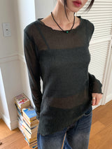 Tito diagonal pleated two-tone long sleeve knit