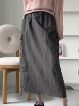 シネストリングナイロンカーゴバックスリットロングスカート / cine string nylon cargo back slit long skirt