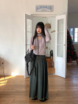 エルダーピンタックプリーツロングデニムスカート
