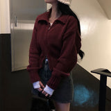 [BELLIDE MADE] Solid Standard Semi-Crop Knit Zip-Up