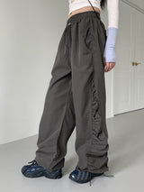 カーズサイドシャーリングツーウェイジョガーロングワイドパンツ /  Cards side shirring two-way jogger long wide pants