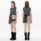 Tweed Crop Vest [Black] (6612243808374)