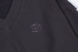 V-NECK CROP SWEATSHIR (Dark Gray)