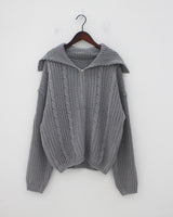 カラプレッツェルニットジップアップ / Kara pretzel knit zip-up (5color)
