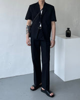 リネンツータックロングパンツスラックス / ECT linen two-tuck long pants slacks (2 colors)