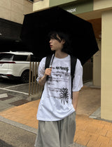 フローリングレタリング半袖Tシャツ (2 color)