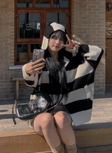 (UNISEX) エバーストライプニットフード