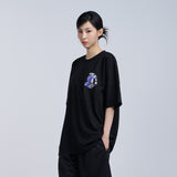ミニベイビーフェイスパープルダイナソー半袖Tシャツ BLACK