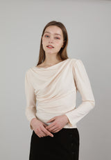 ドレープパフシャーリングTシャツ / Drape Puff Shirring T-shirt Beige
