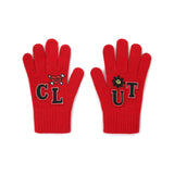 パッチウールニットグローブ/0 5 patch wool knit gloves - RED