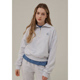 スモールロゴハーフジップアップスウェットシャツ / SMALL LOGO HALF ZIPUP SWEATSHIRT_WHITE MELANGE