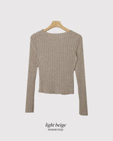 Slim Fit Shirring Ribbed Knit Cardigan (3color)