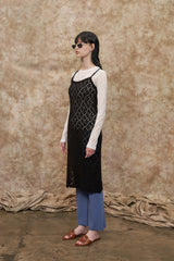 [22S] MESH ARGYLE KNIT ONE PIECE