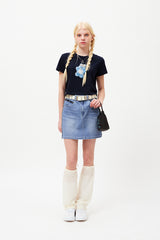 ウィッティバニートムボーイクロップTシャツ / WITTY BUNNY TOMBOY CROP T-SHIRT [NAVY]
