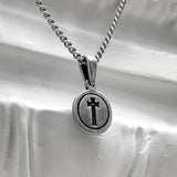 クラシック チェーン コイン ネックレス / [BLESSEDBULLET]classic chain coin necklace_vintage silver