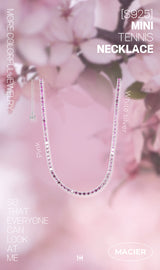 ピンクミニテニスネックレス/[S925] Pink Mini Tennis Necklace (white silver)