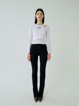 DOUBLE LAYERED LONG SLEEVE T-SHIRT (WHITE) (6600164049014)