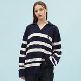 Stripe punching collar knit (6686412243062)