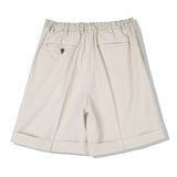 STITCH WIDE TURN UP HALF PANTS BEIGE (6554120093814)