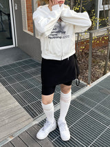 クロップドットフードジップアップ / Crop dot hood zip-up