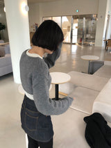 レイヤーボートネックショートニット