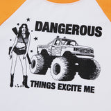 DANGEROUS Raglan long-sleeved T-Shirt (WHITE ORANGE) WOMENS