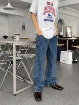 クラックウォッシングデニムパンツ/No.9625 crack wasing wide denim PT
