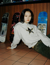 スターロゴクロップドフーディー / W STAR LOGO CROPPED HOODIE BLACK(CV2CFFM401A)